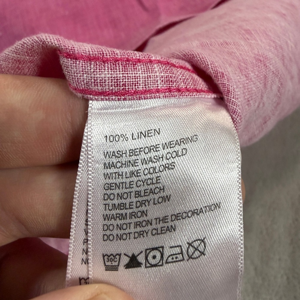 Tommy Bahama Mens Large Pink 100% Linen Short Sleeve Camp Shirt FOS-2 - Picture 8 of 8